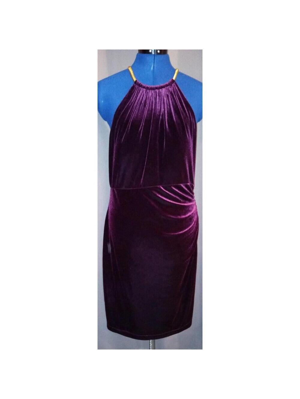 Eliza J Velvet Dress Women's Size 12 Purple Gold